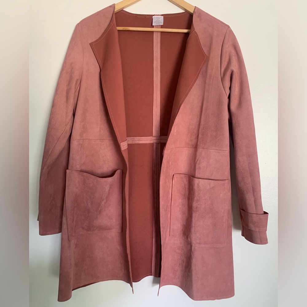 Women's Pink Suede Coat Size S (Runs Big)
